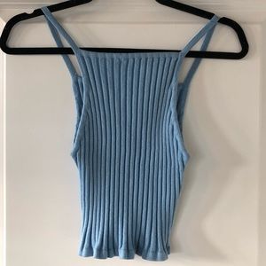 Blue “Forever 21” Sweater Knit Crop Top Medium